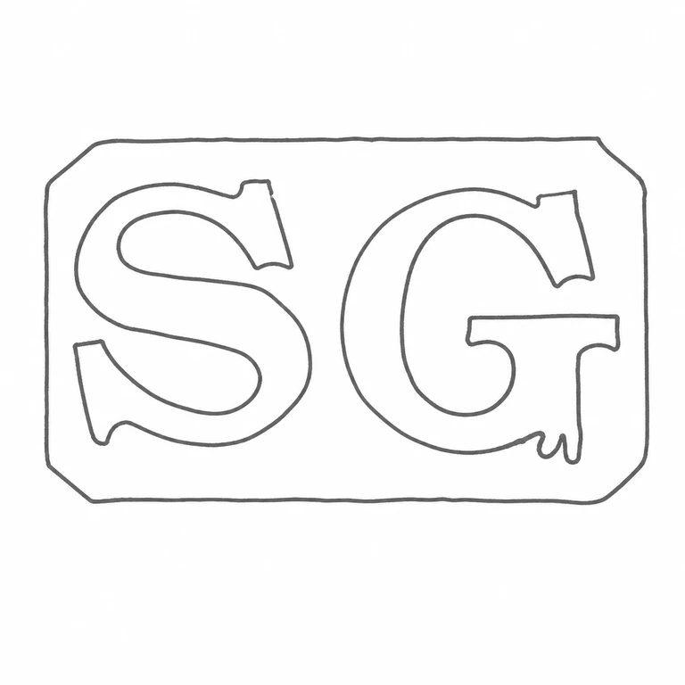 R & S Garrard & Co (Sebastian Henry Garrard) Garrard & Co Ltd (from…: Left-to-right SG monogram and its single rounded-rectangle cartouche are retained without added symbols; line reconstruction.