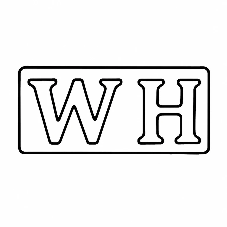 William Hall: Two letters read left to right inside a single horizontal rounded rectangular punch; the drawing retains the arrangement and border. line reconstruction.