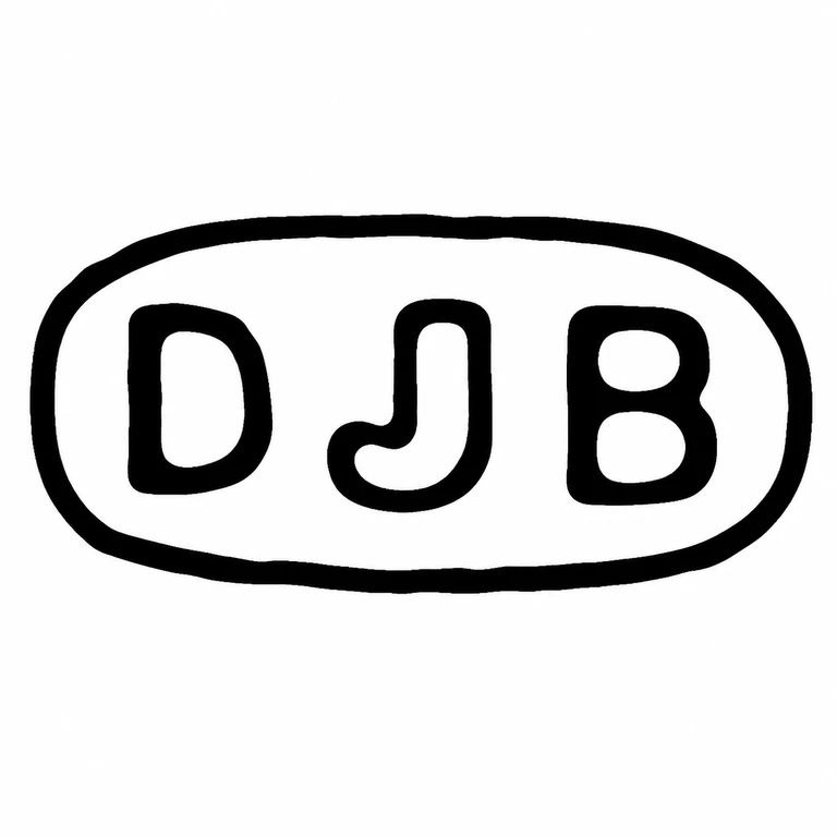 David Jellicoe Baker: The rounded horizontal punch and D-J-B sequence are retained in the source orientation; line reconstruction.