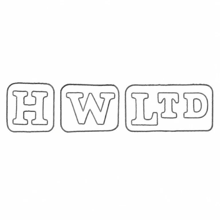 Henry Williamson Ltd: Three source punches H, W, LTD are retained in sequence, including their separate borders; line reconstruction.