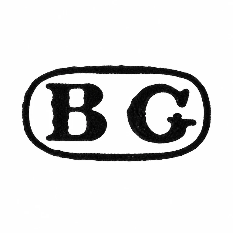 Benjamin Alfred Green: Two large initials within the horizontal rounded cartouche are preserved in source order. line reconstruction.