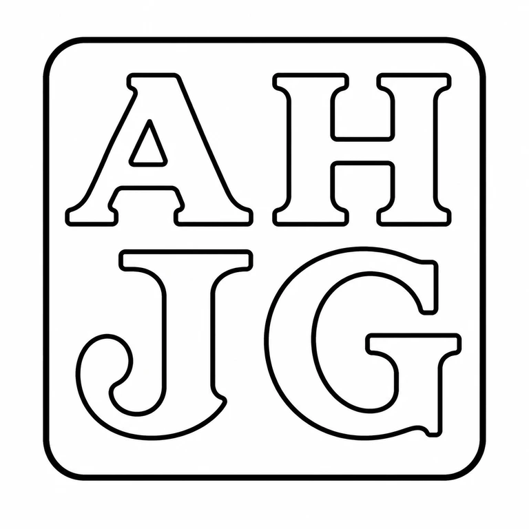 Alfred Hall & John Goode: The rounded-square cartouche retains the two-by-two arrangement of four upright initials, including the smaller lower pair. line reconstruction.