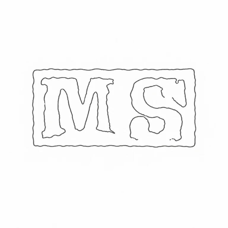 Michael Starkey: The drawing retains the two-source-character horizontal arrangement and the single enclosing rectangular punch. Its uneven outlines reflect only the visible broad character and border geometry, with no added secondary mark. line reconstruction.
