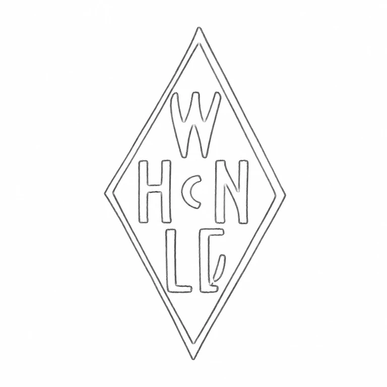 W H Newman Ltd: The double diamond border and three stacked content tiers preserve the source's orientation, positions, and visible character grouping. line reconstruction.