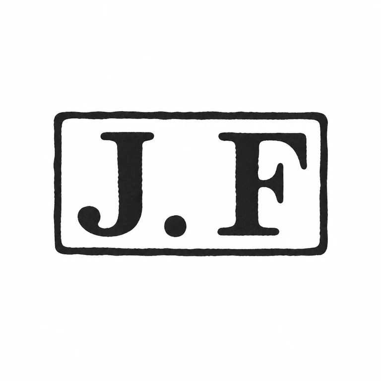James Fenton James Fenton & Co: The rectangular border, two large initials, and centered separator retain their source-visible horizontal arrangement. line reconstruction.