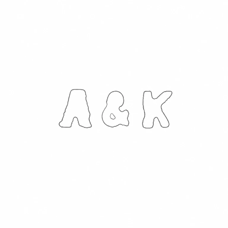 A & K: Three separated source-visible forms, with the central ampersand, are retained in left-to-right arrangement without a border. line reconstruction.