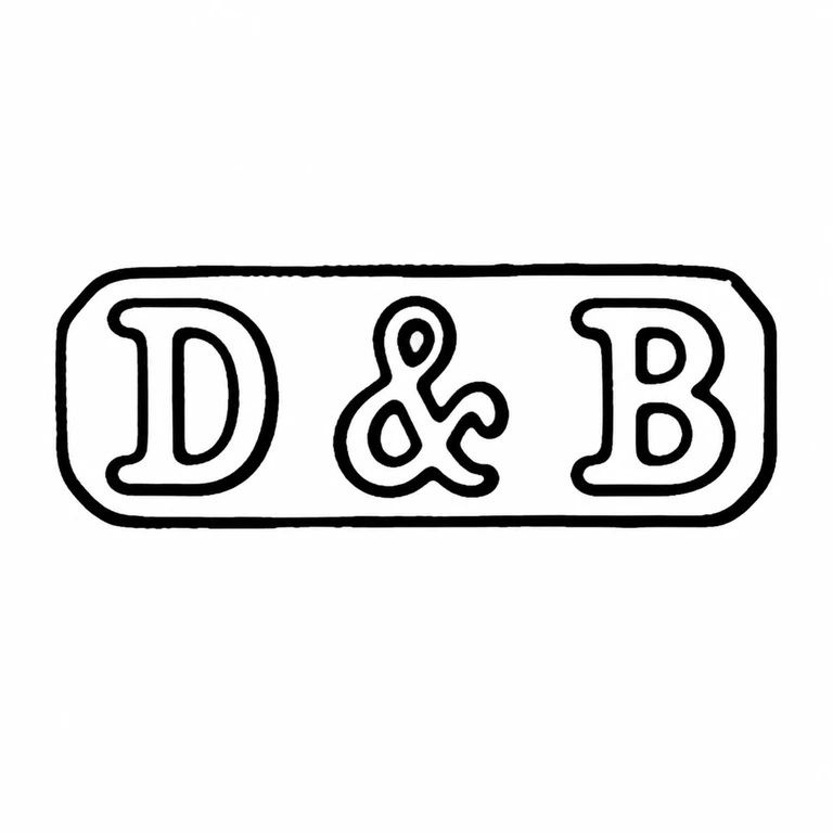 Docker & Burn Ltd: The two initials, central ampersand, and long clipped-corner cartouche are retained in order. line reconstruction.