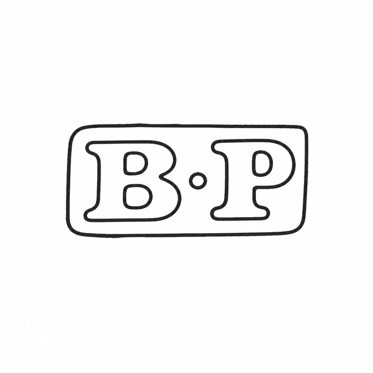 Benjamin Pilkington: The rounded rectangular cartouche, two letter forms, and small centered separator visible between them retain their source placement. line reconstruction.