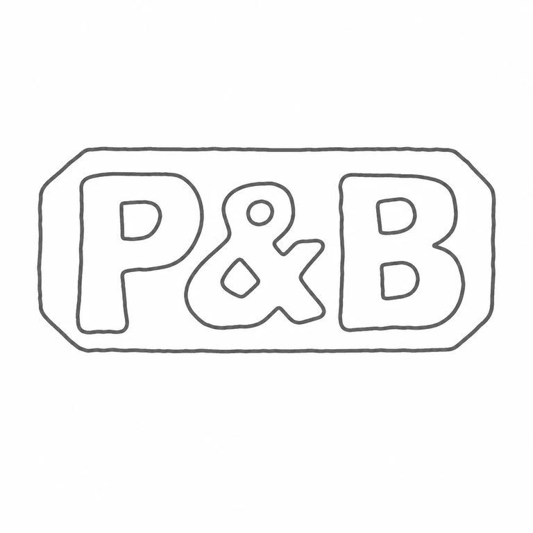 Padgett & Braham Ltd: The drawing keeps the three large horizontal forms, central joined symbol details, and chamfered rectangular border visible in the source. line reconstruction.