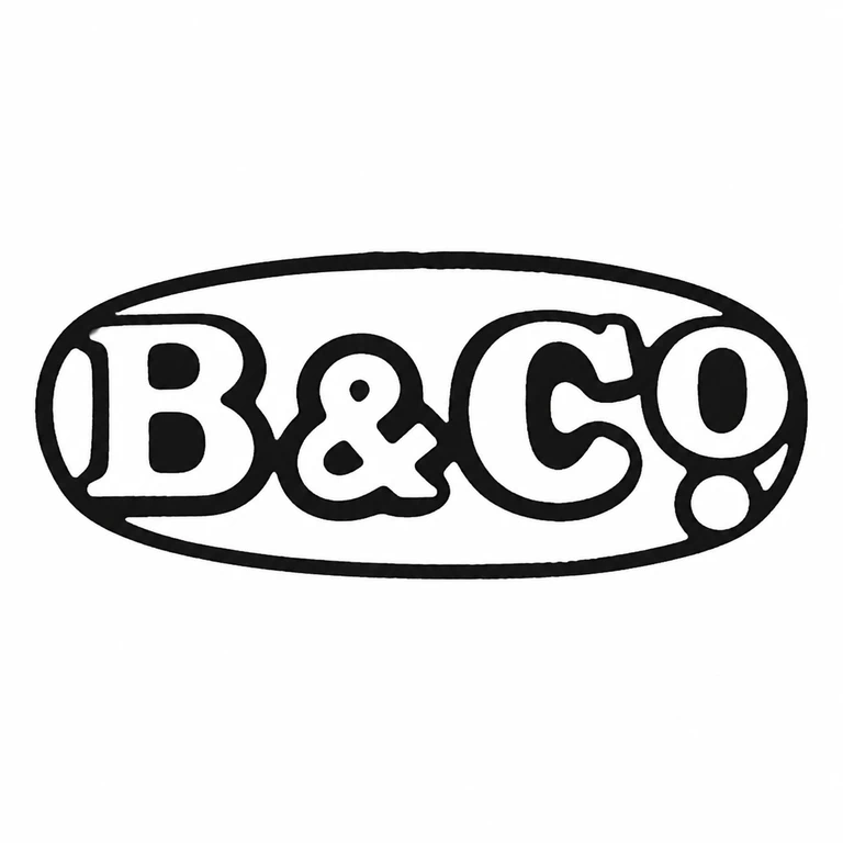 W I Broadway & Co: The oval boundary, leading form, ampersand, terminal abbreviated pair, and final point preserve the source reading sequence. line reconstruction.