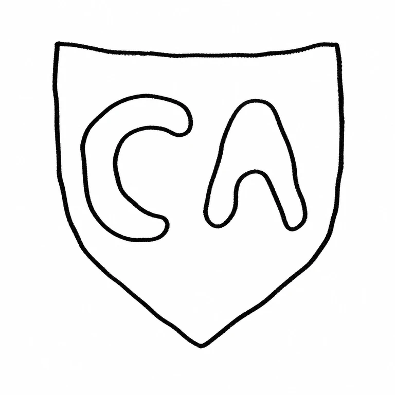 Mark reading The shield-like outline two visible internal letter forms are retained, with no added decorative detail; line reconstruction