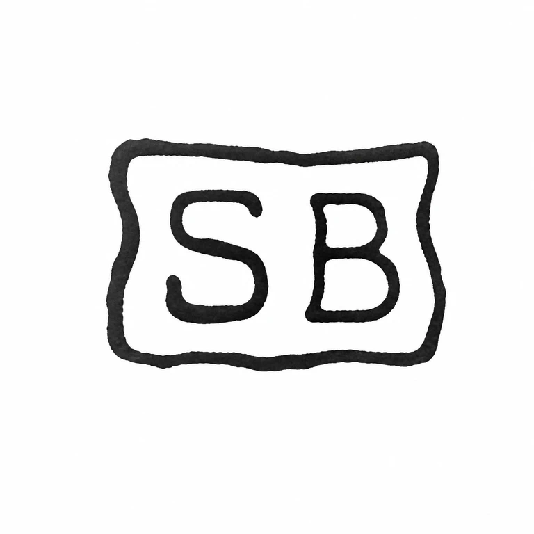 S B: Single wavy-sided rectangle and two heavy initials preserve their source count and left-to-right arrangement. line reconstruction.