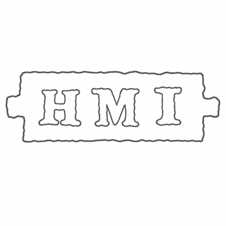 Helena Mary Ibbotson: The three initials and the long tab-ended rectangular cartouche are preserved in the source order and orientation. line reconstruction.