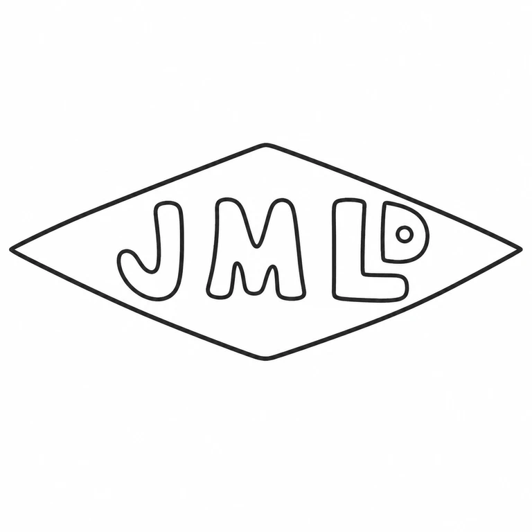 J M Ltd: The diamond cartouche and four-character left-to-right reading, including the final smaller character, match the visible source layout. line reconstruction.