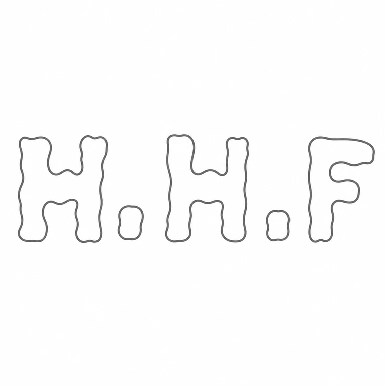 Henry Herbert Friend: The unbordered sequence of three capital forms and two intervening stops is retained left-to-right. The line drawing follows the visible outer and counter contours without inserting a cartouche or additional marks. line reconstruction.