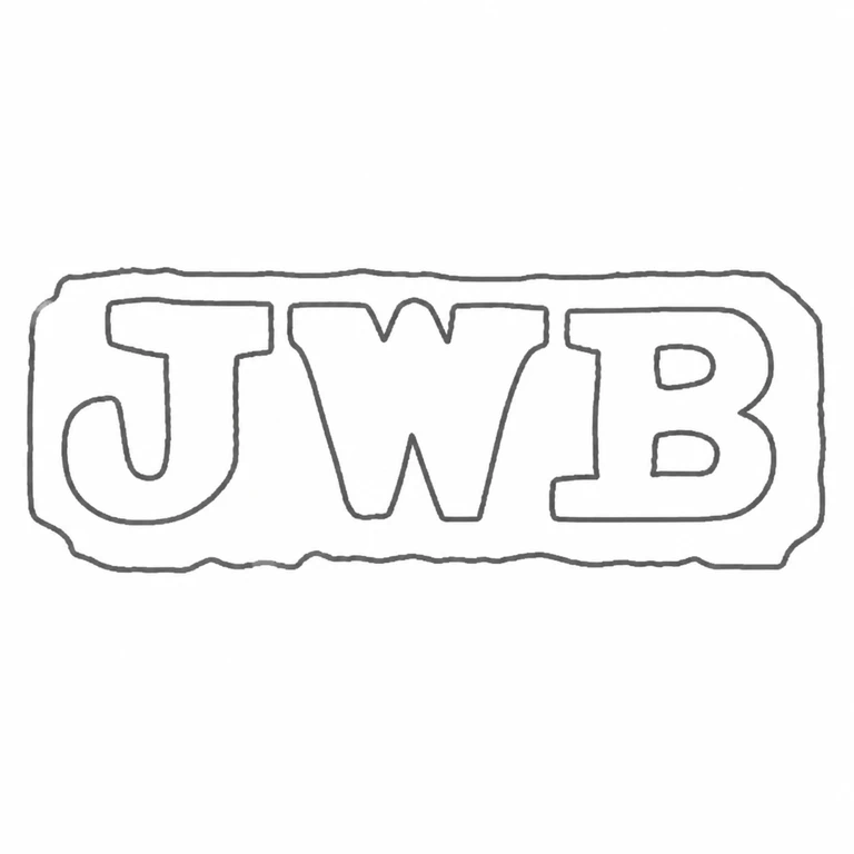 John William Barrier: JWB lettering elongated single cartouche upright; line reconstruction.