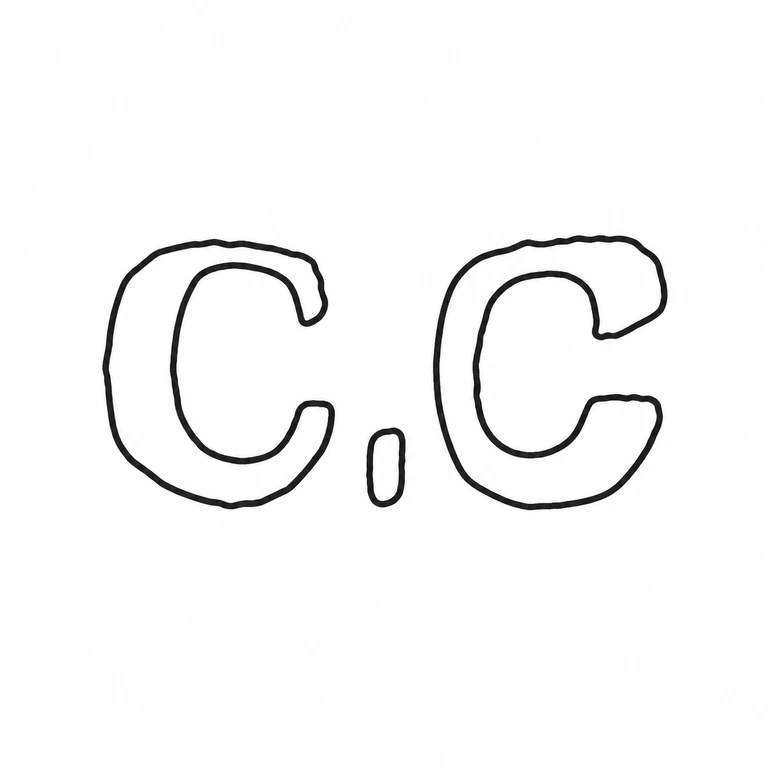 C C: Two open letterforms and their single centered separator retain the visible source layout without a border. line reconstruction.