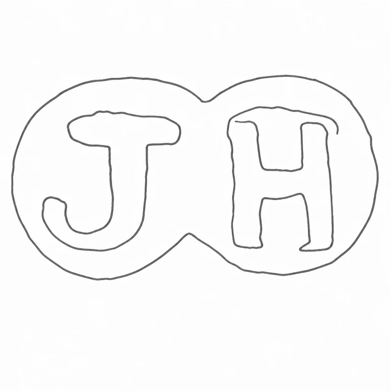James Hardy & Co Ltd: The horizontal JH mark preserves both letters enclosing lobed-outline punch; line reconstruction.