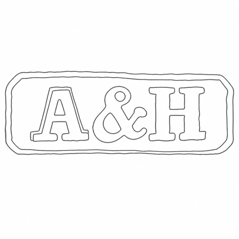Alstons' & Hallam: The left-to-right A, ampersand, H arrangement and its rounded rectangular double border match the visible punch; line reconstruction.