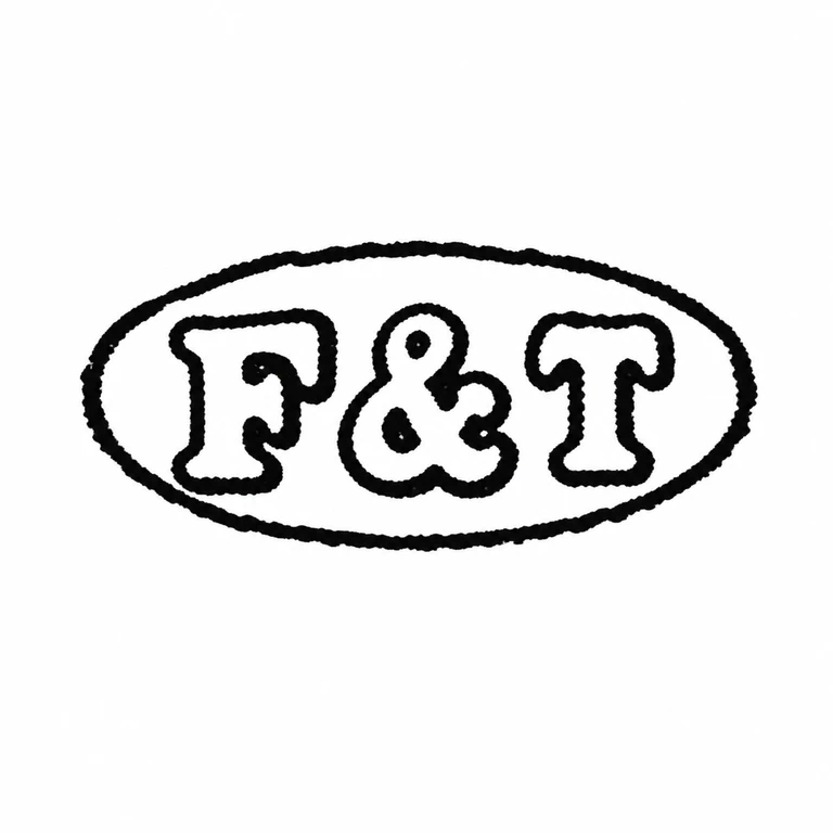 Franks & Tuffley: The left initial, central ampersand, right initial, and oval border retain their visible arrangement. line reconstruction.