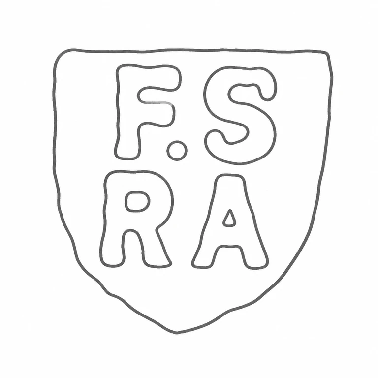 Snow & Ashworth (Frank Rowland Snow & Robert Ashworth): Shield outline and two-row F.S over R.A arrangement are source-supported; line reconstruction.