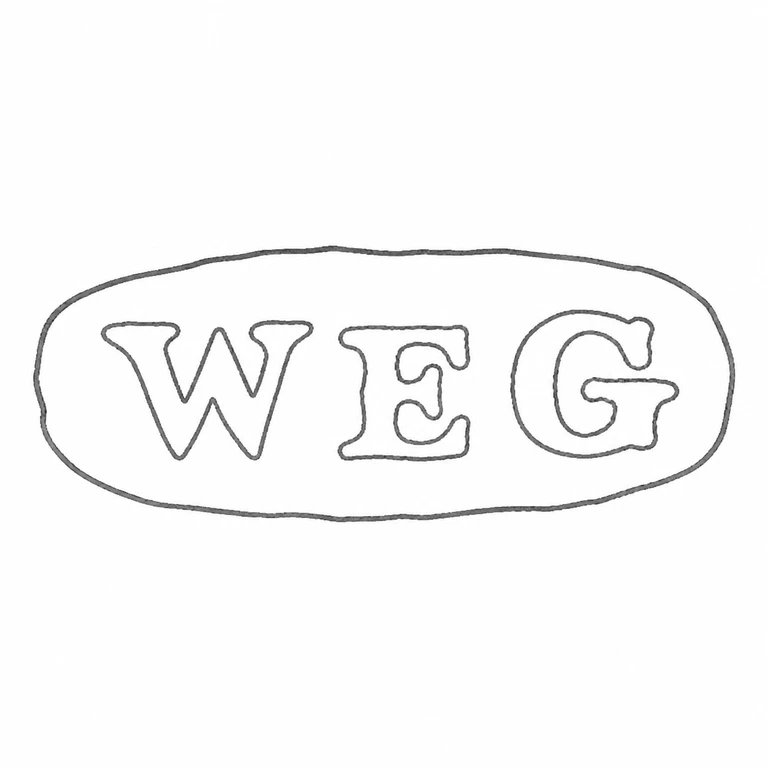 W E G: The W-E-G sequence and enclosing elongated oval/lozenge-like cartouche; line reconstruction.