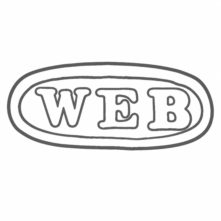 W E B: The two nested oval borders and three centered upright initials match the visible source layout. line reconstruction.