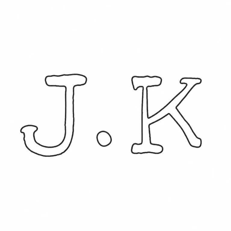 James Knight: Two upright serif letters separated by one centered stop are retained with no enclosing border. line reconstruction.
