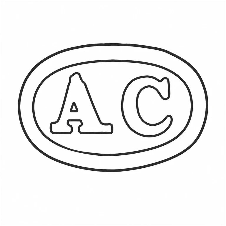 A C: Double oval border and the two enclosed initials preserve the source orientation, order, and concentric cartouche structure. line reconstruction.