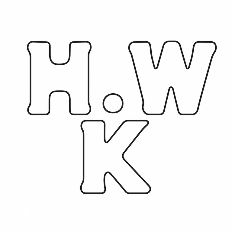 H W King & Son (Henry William King): The three separate glyphs, upper pair and lower centered glyph retain their source arrangement, open counters, and reading direction without a cartouche. line reconstruction.