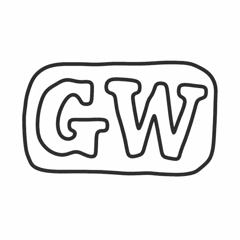 Mark reading Rounded rectangular border two large left-to-right initials are retained with their broad block proportions; line reconstruction