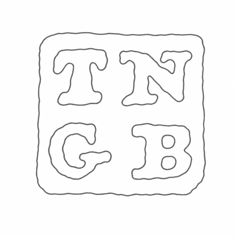 Thomas Northcote & George Bourne: The four letters are retained in the source's two-row layout inside one softly rectangular punch, with the upper pair above the lower pair. line reconstruction.
