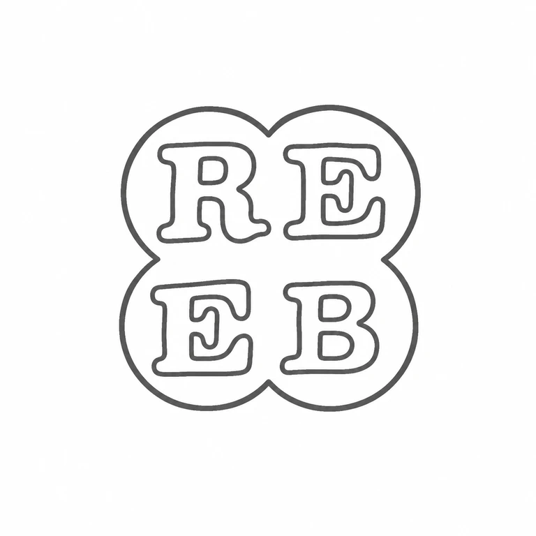 Rebecca Emes & Edward Barnard I: Four-lobed cartouche and two rows of two initials are retained in the source layout and reading direction. line reconstruction.
