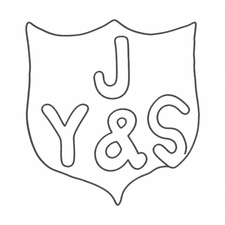 John Yates & Son: The upper J and lower Y ampersand S arrangement is maintained inside the pointed-bottom shield border; line reconstruction.