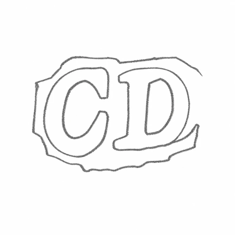 C D: The two adjacent initials and the irregular outlined punch retain their source reading direction and silhouette. line reconstruction.