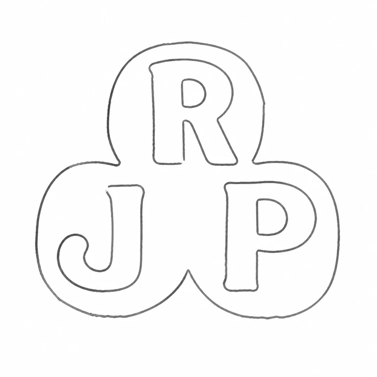 Raymond John Piercy: Top R over lower J-P, three joined round lobes, are retained in the source's vertical arrangement; line reconstruction.