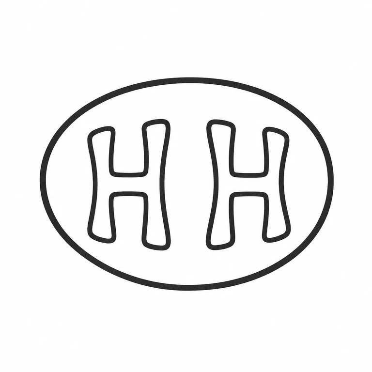 Historical Heirlooms Ltd: Oval cartouche and two upright adjacent letterforms are retained without rotation or added marks. line reconstruction.