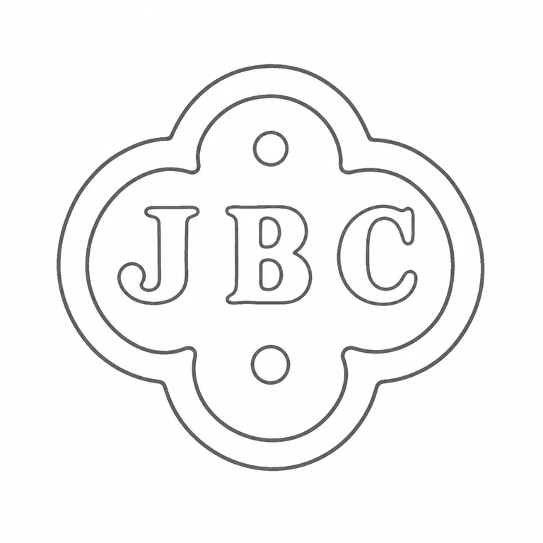 Carrington & Co (John Bodman Carrington): JBC remains left to right in the double four-lobed device; both vertically arranged roundels are retained; line reconstruction.