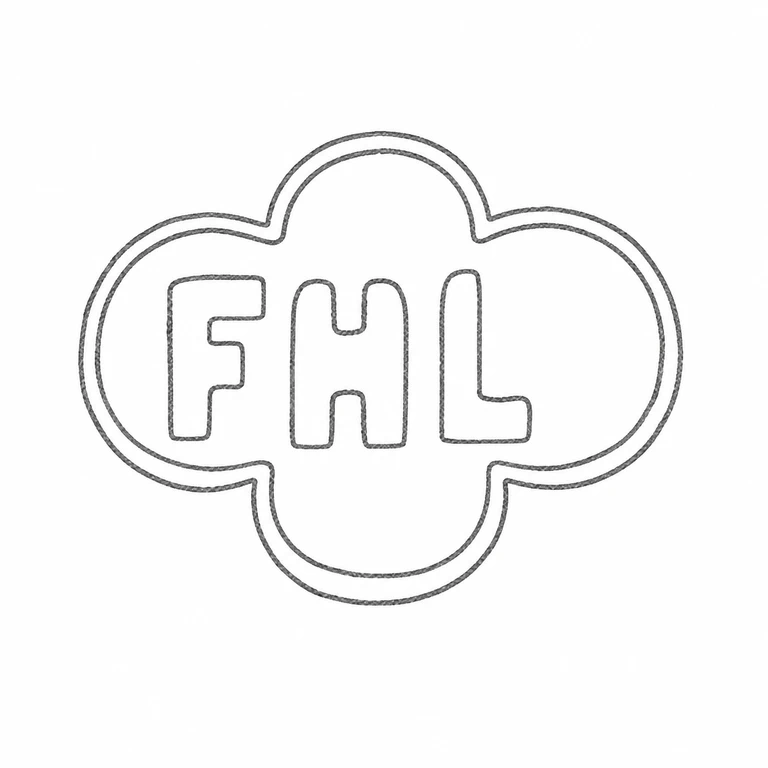 Frank Hyams Ltd: The three initials and four-lobed double-outline enclosure are retained in the photographed orientation and arrangement. line reconstruction.