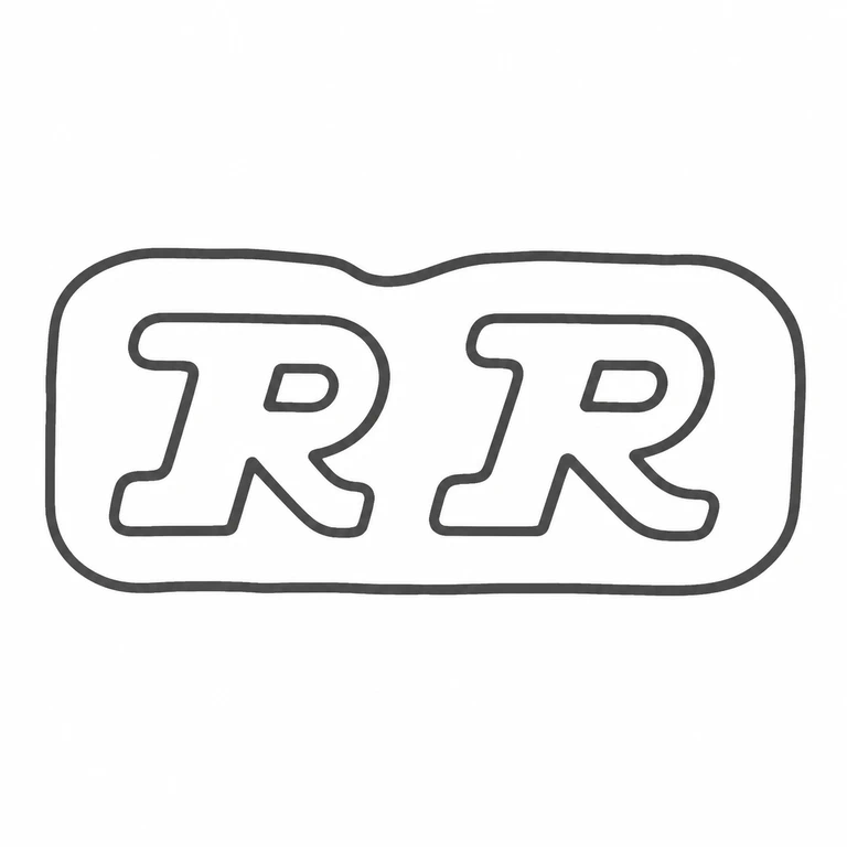 R R: The joined two-lobed cartouche and duplicated initials are retained left to right with the central notch and outer border preserved. line reconstruction.