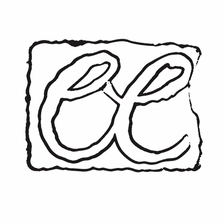 Charles Chesterman: The two connected cursive initials and enclosing rectangular plaque are maintained with the same left-to-right reading direction. line reconstruction.