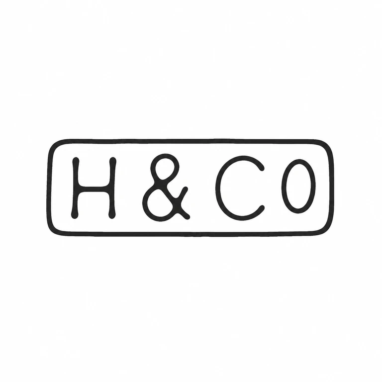 Heasman & Co: The rounded rectangular cartouche and the initial, ampersand, and following two characters are retained in their source sequence. line reconstruction.