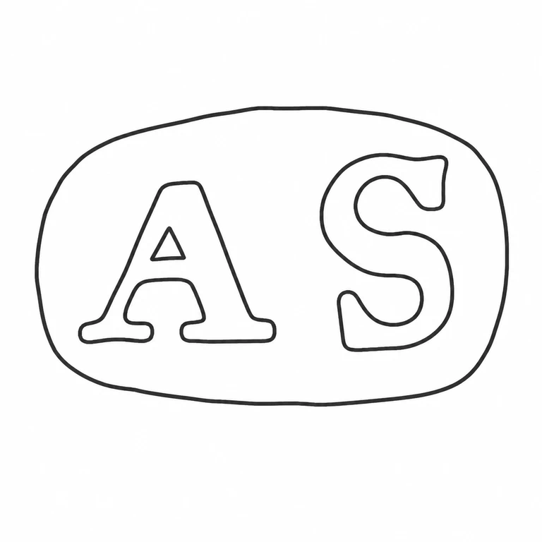 Albartus (or: Two initials retain their left-to-right arrangement inside the single irregular rounded cartouche; the triangular counter in the first initial and the inner sweep of the second are retained. line reconstruction.
