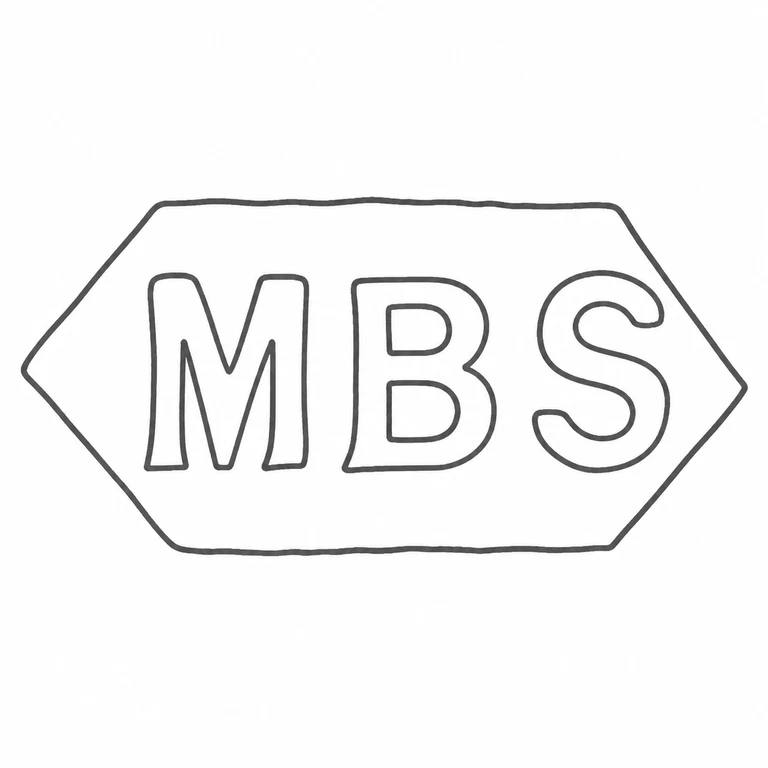 M B S: MBS lettering single pointed hexagonal cartouche are retained; line reconstruction.