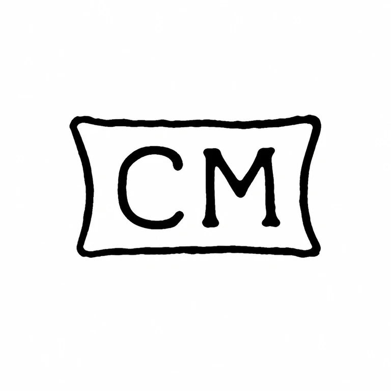 C M: The two visible initials and the tapered, concave-sided cartouche are retained in the photographed orientation. line reconstruction.