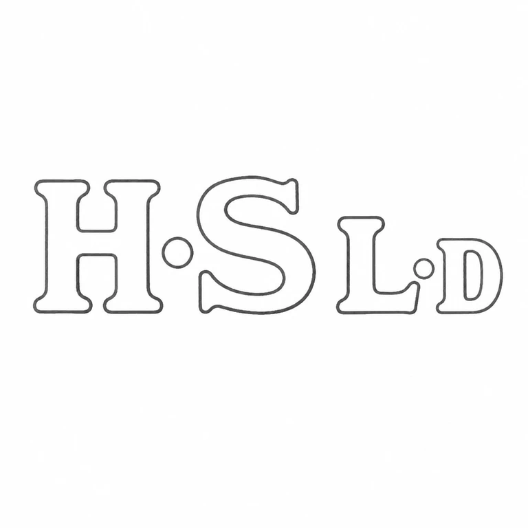 Henry Stratford: The H, separator dot, S, L, small separator dot, and D proceed left-to-right in the same unbordered arrangement as the source; line reconstruction.