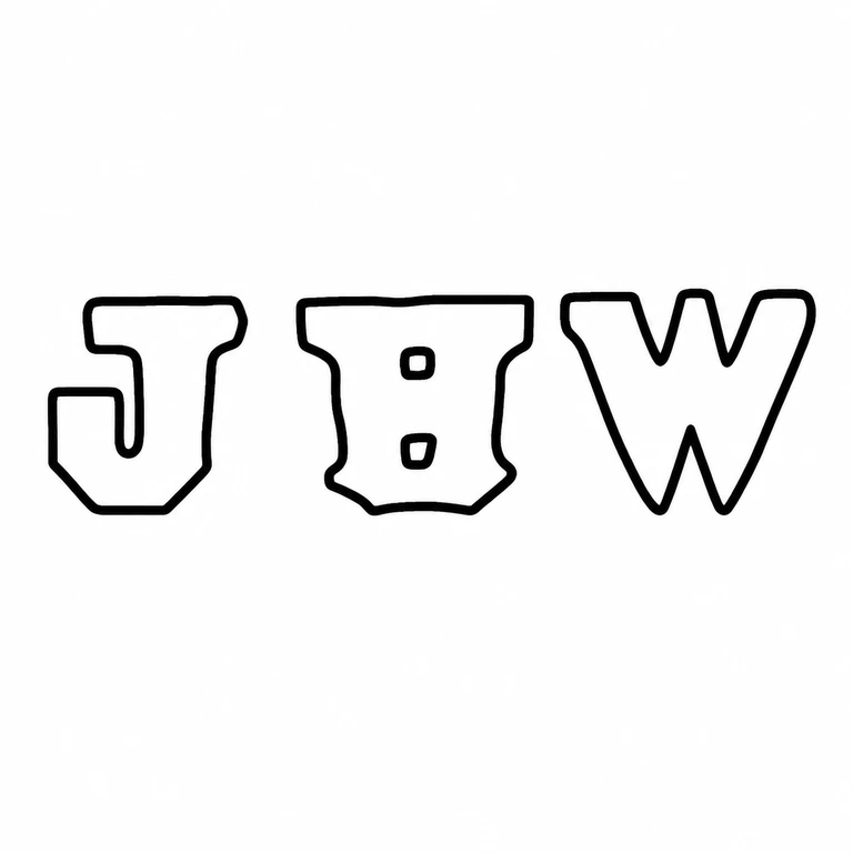 J H W: The three separate left-to-right letter punches and their distinct outlines are retained; no enclosing border is introduced. line reconstruction.
