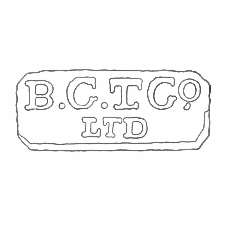 British Commercial Transport Co Ltd: The two-line inscription, visible stops, order, and chamfered enclosing border are all retained as linework. line reconstruction.
