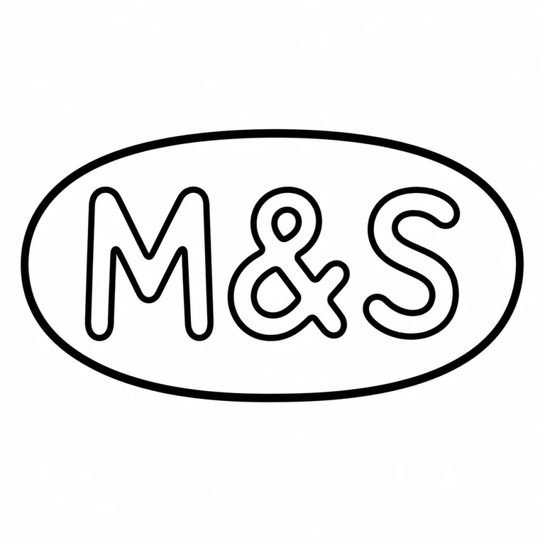 Madin & Smith (Mary & Margaret Madin and Annie Smith): The drawing maintains the oval cartouche and M, ampersand, S sequence, including the visually distinct ampersand in the center; line reconstruction.