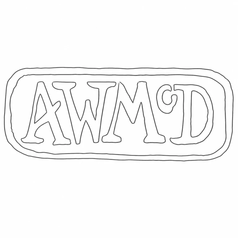 Archibald William MacDonald: The AWMcD sequence and nested long rounded-rectangle border are retained without rotation; line reconstruction.